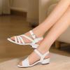 imagePANDANINJIA Girls Heels Dress Shoes Open Toe Low Heel Sandals Flower Girl Toddler Little Big Kids Wedding Party ShoesWhite Pu