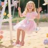 imagePANDANINJIA Girls Sandals Sequins Princess Dress Shoes Closed Toe Low HeelsPink Sequin
