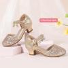 imagePANDANINJIA Girls Sandals Sequins Princess Dress Shoes Closed Toe Low HeelsRosegold Sequin