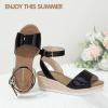 imagePANDANINJIA Girls Wedge Sandals Espadrilles Platform Heels for Girls Dress Shoes Ankle Strap Little Big Kids Sandals Summer ShoesBlackbright