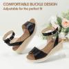 imagePANDANINJIA Girls Wedge Sandals Espadrilles Platform Heels for Girls Dress Shoes Ankle Strap Little Big Kids Sandals Summer ShoesBlackbright