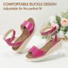 imagePANDANINJIA Girls Wedge Sandals Espadrilles Platform Heels for Girls Dress Shoes Ankle Strap Little Big Kids Sandals Summer ShoesHotpinkbright