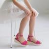 imagePANDANINJIA Girls Wedge Sandals Espadrilles Platform Heels for Girls Dress Shoes Ankle Strap Little Big Kids Sandals Summer ShoesHotpinkbright