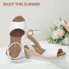 imagePANDANINJIA Girls Wedge Sandals Espadrilles Platform Heels for Girls Dress Shoes Ankle Strap Little Big Kids Sandals Summer ShoesWhitepu