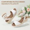 imagePANDANINJIA Girls Wedge Sandals Espadrilles Platform Heels for Girls Dress Shoes Ankle Strap Little Big Kids Sandals Summer ShoesWhitepu