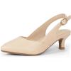 imagePANDANINJIA Girls Dress Shoes Kitten Heels Sandals Closed Pointed Toe Slingback Flower Girl Little Big Kid Wedding Party School Pumps ShoesNudepu