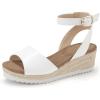 imagePANDANINJIA Girls Wedge Sandals Espadrilles Platform Heels for Girls Dress Shoes Ankle Strap Little Big Kids Sandals Summer ShoesWhitepu