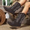 imagePANDANINJIA Girls Cowboy Boots for Boys Kids Toddler Western Cowgirl Boots Round Toe Mid Calf Riding Shoes BootiesBrown Suede New Style