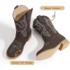 imagePANDANINJIA Girls Cowboy Boots for Boys Kids Toddler Western Cowgirl Boots Round Toe Mid Calf Riding Shoes BootiesBrown Suede New Style