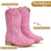 imagePANDANINJIA Girls Cowboy Boots for Boys Kids Toddler Western Cowgirl Boots Round Toe Mid Calf Riding Shoes BootiesFuchsia Suede New Style