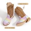 imagePANDANINJIA Girls Cowboy Boots for Boys Kids Toddler Western Cowgirl Boots Round Toe Mid Calf Riding Shoes BootiesRainbow Sequin New Style