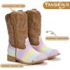 imagePANDANINJIA Girls Cowboy Boots for Boys Kids Toddler Western Cowgirl Boots Round Toe Mid Calf Riding Shoes BootiesRainbow Sequin New Style
