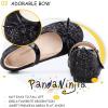imagePANDANINJIA Toddler Dress Shoes Bowknot Mary Jane Shoes Girls Ballet Flats for Kids Wedding Party Uniform Church ShoesL Black Sequin