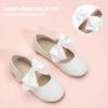 imagePANDANINJIA Toddler Dress Shoes Bowknot Mary Jane Shoes Girls Ballet Flats for Kids Wedding Party Uniform Church ShoesWhitepu