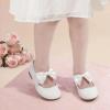 imagePANDANINJIA Toddler Dress Shoes Bowknot Mary Jane Shoes Girls Ballet Flats for Kids Wedding Party Uniform Church ShoesWhitepu