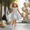 imagePANDANINJIA Toddler Dress Shoes Bowknot Mary Jane Shoes Girls Ballet Flats for Kids Wedding Party Uniform Church ShoesWhitepu