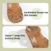 imagePANDANINJIA Toddler Girls Sandals Closed Toe TStrap Kids Dress Summer Flats Sandals Cute Bow Flower Girl ShoesBrownpu