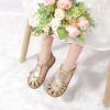 imagePANDANINJIA Toddler Girls Sandals Closed Toe TStrap Kids Dress Summer Flats Sandals Cute Bow Flower Girl ShoesGoldpu
