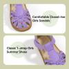 imagePANDANINJIA Toddler Girls Sandals Closed Toe TStrap Kids Dress Summer Flats Sandals Cute Bow Flower Girl ShoesPurplepu