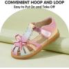 imagePANDANINJIA Toddler Girls Sandals Closed Toe TStrap Kids Dress Summer Flats Sandals Cute Bow Flower Girl ShoesRainbowglitter