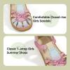 imagePANDANINJIA Toddler Girls Sandals Closed Toe TStrap Kids Dress Summer Flats Sandals Cute Bow Flower Girl ShoesRainbowglitter