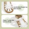 imagePANDANINJIA Toddler Girls Sandals Closed Toe TStrap Kids Dress Summer Flats Sandals Cute Bow Flower Girl ShoesWhitepu