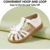 imagePANDANINJIA Toddler Girls Sandals Closed Toe TStrap Kids Dress Summer Flats Sandals Cute Bow Flower Girl ShoesWhitepu