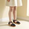 imagePANDANINJIA Toddler Girls Sandals ClosedToe TStrap Kids Flower Summer Flats Dress Sandals ShoesBlack Pu