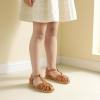 imagePANDANINJIA Toddler Girls Sandals ClosedToe TStrap Kids Flower Summer Flats Dress Sandals ShoesBrown Pu