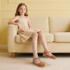 imagePANDANINJIA Toddler Girls Sandals ClosedToe TStrap Kids Flower Summer Flats Dress Sandals ShoesBrown Pu
