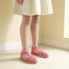 imagePANDANINJIA Toddler Girls Sandals ClosedToe TStrap Kids Flower Summer Flats Dress Sandals ShoesFuchsia