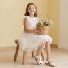 imagePANDANINJIA Toddler Girls Sandals ClosedToe TStrap Kids Flower Summer Flats Dress Sandals ShoesWhite Pu