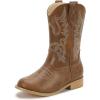 imagePANDANINJIA Girls Cowboy Boots for Boys Kids Toddler Western Cowgirl Boots Round Toe Mid Calf Riding Shoes BootiesBrown Pu New Style