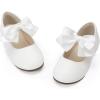 imagePANDANINJIA Toddler Dress Shoes Bowknot Mary Jane Shoes Girls Ballet Flats for Kids Wedding Party Uniform Church ShoesWhitepu