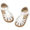 imagePANDANINJIA Toddler Girls Sandals Closed Toe TStrap Kids Dress Summer Flats Sandals Cute Bow Flower Girl ShoesWhitepu