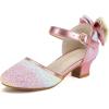 imagePANDANINJIA Wendy Girls Heels Dress Shoes Flower Girl Mary Jane Sandals Wedding Party Princess Shoes for Toddler Little Kid Big KidRainbow Sequin