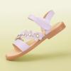 imagePANDANINJIA Gina Girls Sandals Open Toe Summer Flats Dress Sandals Shoes ToddlerLittle KidBig KidPurplepu