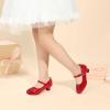 imagePANDANINJIA Molly Girls Dress Shoes Mary Jane Heels Flower Wedding Party Back to School Pump Shoes for Toddler Little KidM Red Patent
