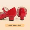 imagePANDANINJIA Molly Girls Dress Shoes Mary Jane Heels Flower Wedding Party Back to School Pump Shoes for Toddler Little KidM Red Patent