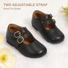 imagePANDANINJIA Toddler Girl Dress Shoes Mary Jane Flats Little Kid Flower Girl School Church ShoesBlackpu