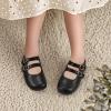 imagePANDANINJIA Toddler Girl Dress Shoes Mary Jane Flats Little Kid Flower Girl School Church ShoesBlackpu