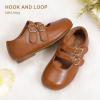 imagePANDANINJIA Toddler Girl Dress Shoes Mary Jane Flats Little Kid Flower Girl School Church ShoesBrownpu