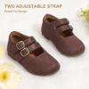 imagePANDANINJIA Toddler Girl Dress Shoes Mary Jane Flats Little Kid Flower Girl School Church ShoesDarkbrownsuede