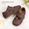 imagePANDANINJIA Toddler Girl Dress Shoes Mary Jane Flats Little Kid Flower Girl School Church ShoesDarkbrownsuede