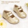 imagePANDANINJIA Toddler Girl Dress Shoes Mary Jane Flats Little Kid Flower Girl School Church ShoesGoldpu