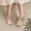imagePANDANINJIA Toddler Girl Dress Shoes Mary Jane Flats Little Kid Flower Girl School Church ShoesGoldpu