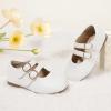 imagePANDANINJIA Toddler Girl Dress Shoes Mary Jane Flats Little Kid Flower Girl School Church ShoesWhitepu