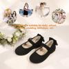 imagePANDANINJIA ToddlerLittle Kid Girls Angela Dress Mary Jane Ballet Flats Bow Flower Girl Wedding Party Ballerina Flat ShoesBlacksuede