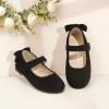 imagePANDANINJIA ToddlerLittle Kid Girls Angela Dress Mary Jane Ballet Flats Bow Flower Girl Wedding Party Ballerina Flat ShoesBlacksuede