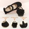 imagePANDANINJIA ToddlerLittle Kid Girls Angela Dress Mary Jane Ballet Flats Bow Flower Girl Wedding Party Ballerina Flat ShoesBlacksuede